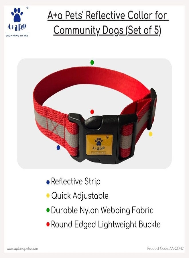 A+a Pets' Set of 5 Reflective Collar for Community Street Dogs | Reduces Stray Accidents, Enhances Safety, Adjustable, Durable & All Weather - Image 3